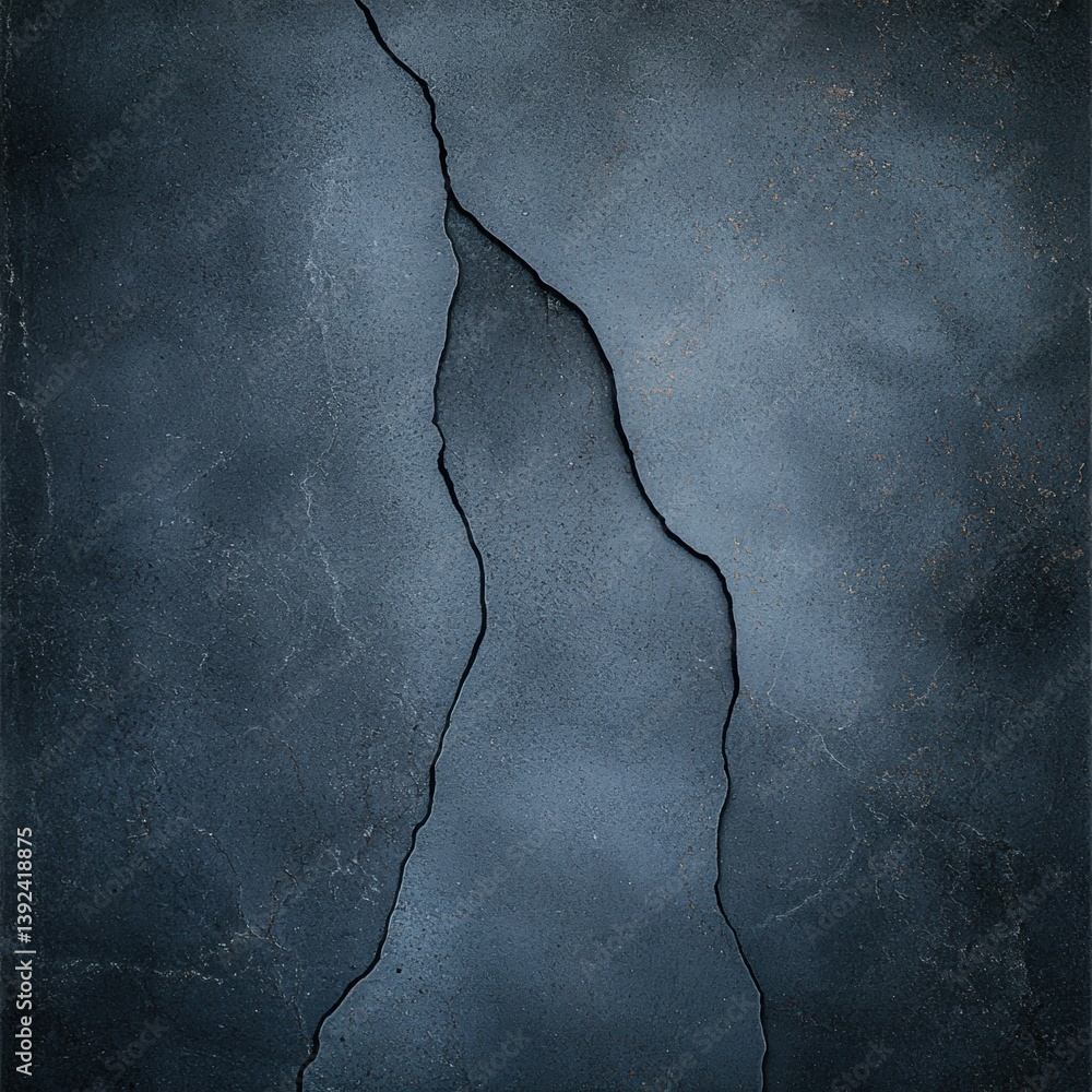 Poster abstract texture featuring a prominent crack on a dark, moody surface, creating a sense of depth and