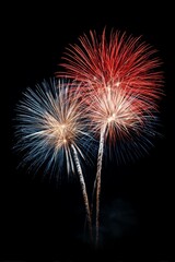 Red, white, and blue fireworks create a dazzling American flag motif against the backdrop of a clear night sky - design seamless abstract