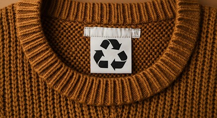 Knitted eco-friendly cotton textile featuring a recycled label.
