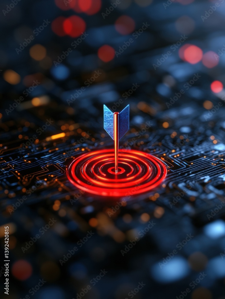 Fototapete Precision Tech Innovation Futuristic Cybersecurity Arrow Targeting Digital Transformation with High-Performance Accuracy and AI-Driven Strategic Breakthrough