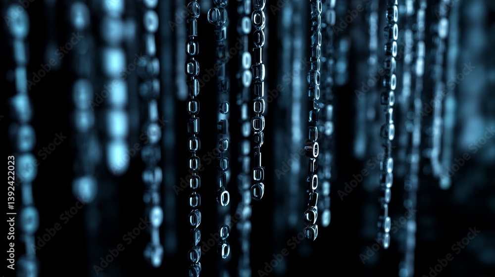 Poster this 3d rendering shows an abstract wire cable tunnel with digital binary data being transmitted, ut