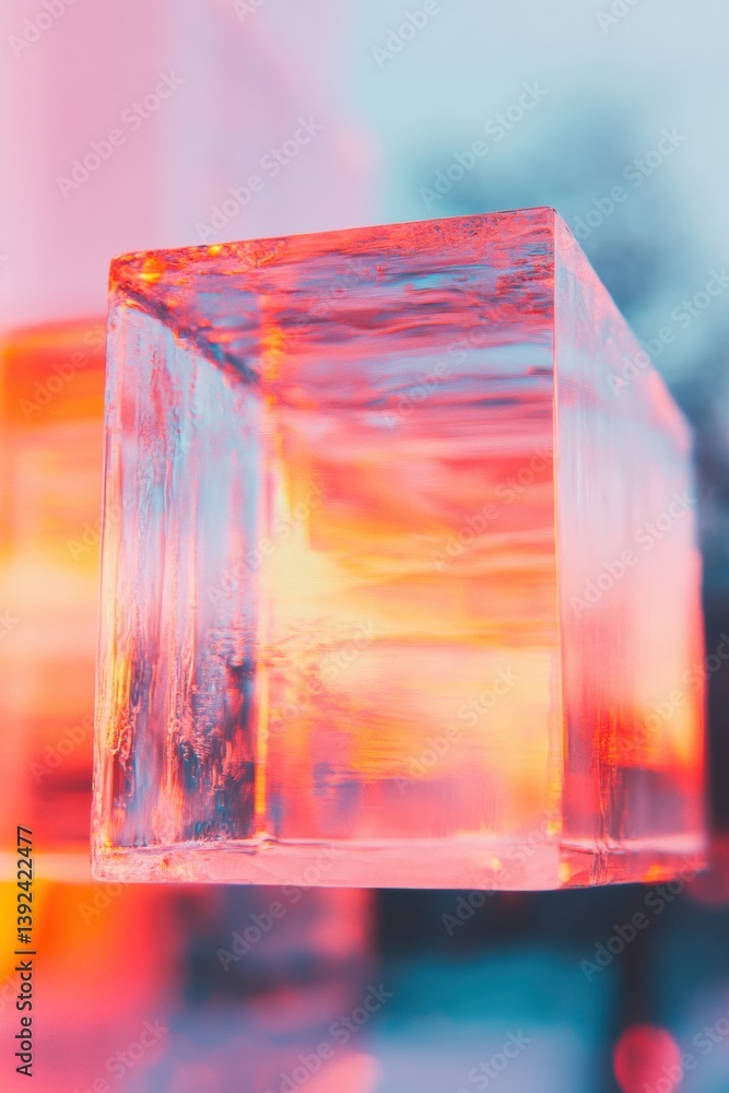 Poster prismatic digital alchemy translucent holographic cube revealing ethereal color gradients - innovati