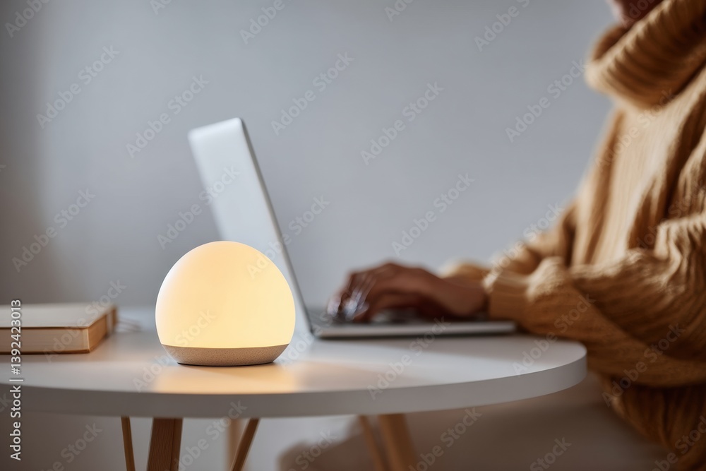 Aufkleber Mindful Digital Resilience Soft-Glow Ambient Lamp and Minimalist Workspace Design for Holistic Emergency Preparedness and Remote Communication Strategies