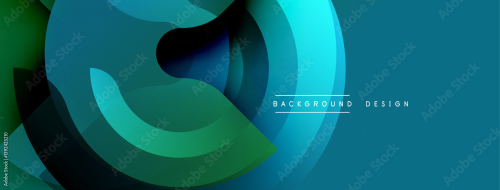 Aufkleber Abstract design. Overlapping layers create depth. Blue, green hues dominate. Smooth gradients, modern aesthetic. Minimalist composition, dynamic flow.