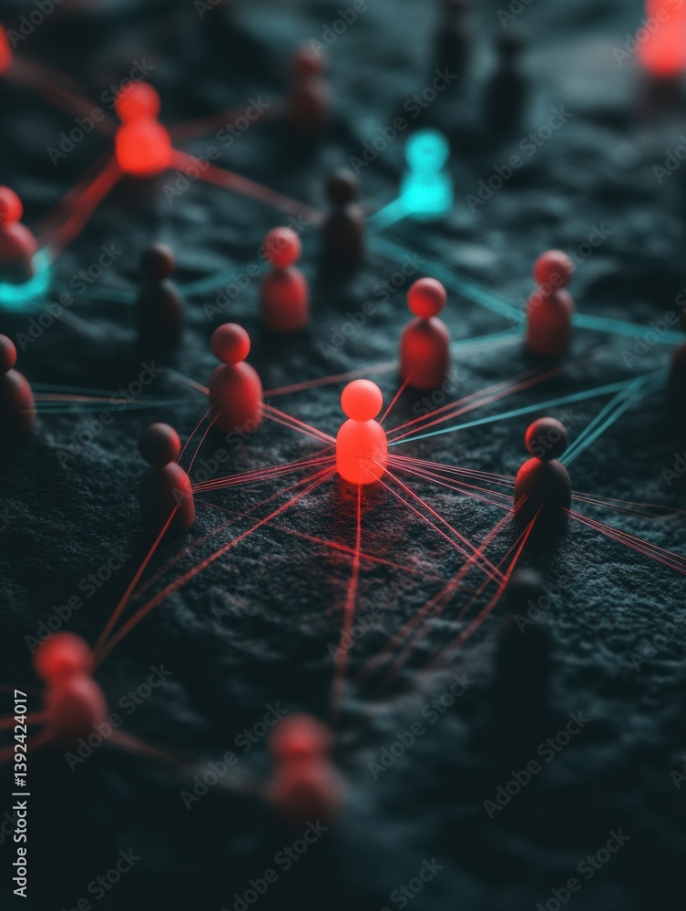 Aufkleber Hyper-Connected Workplace Dynamics AI-Driven Network Visualization Revealing Distributed Team Interconnectivity in Next-Gen Digital Ecosystem