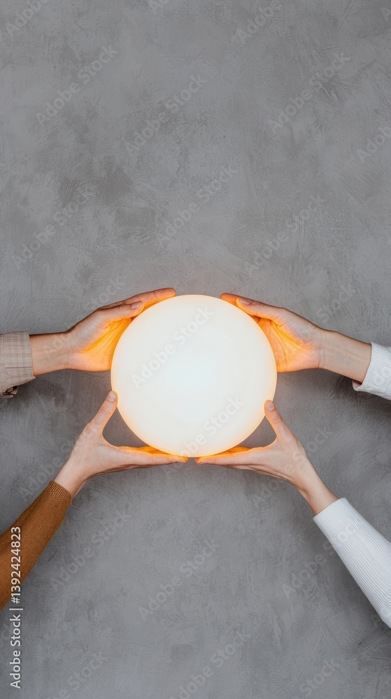 Poster two hands are holding a glowing circular object against a muted background, creating a warm, invitin