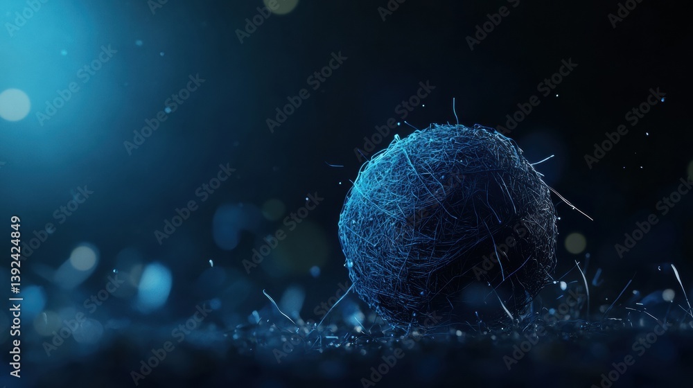 Poster quantum visualization futuristic neural network sphere in deep cybernetic blue - ai innovation, digi
