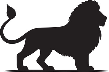 Wild animal vector silhouette illustration of a black lion and elephant