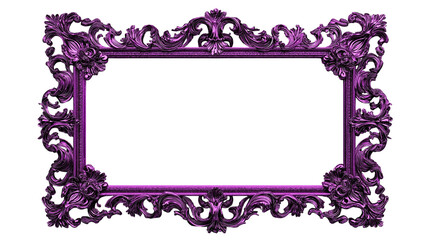 purple frame for picture or mirror  isolated on white background , transparent png 