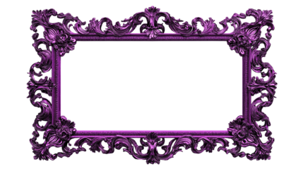 purple frame for picture or mirror  isolated on white background , transparent png 