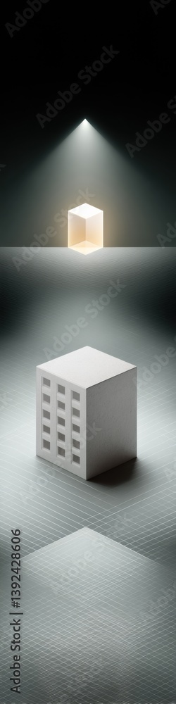 Aufkleber Digital Architecture Visualization Minimalist Urban Design Exploring Spatial Innovation and Geometric Complexity in Next-Gen Urban Planning
