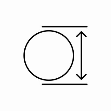 Circle diameter measure icon vector sign