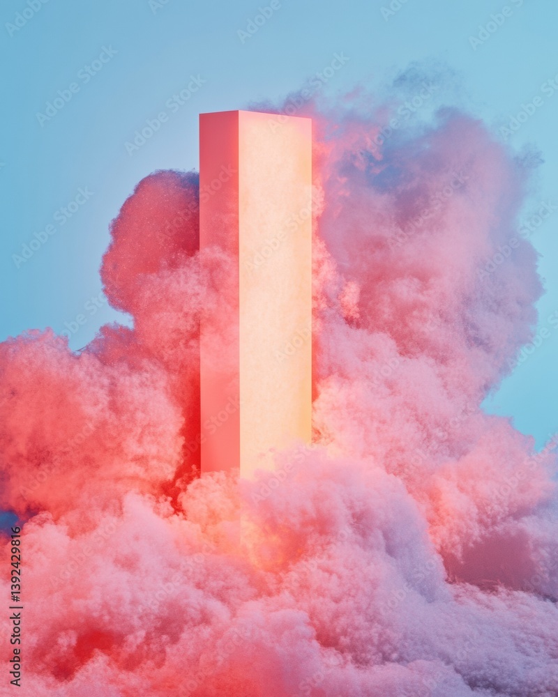 Poster ethereal gradient monolith immersive digital art exploring surreal minimalism, transcendent brand vi
