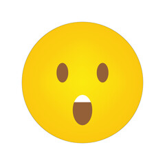 Surprised emoji face. Yellow shocked expression. Open mouth icon. Cartoon reaction symbol.