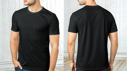 black t-shirt template front and back