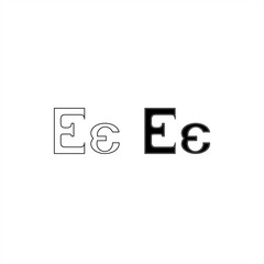 Greek Epsilon Symbols Icon Set – Solid and Outline Style