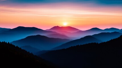 Fototapeta premium Majestic sunrise painting the mountain ranges with vibrant colors