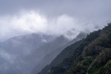 Madeira mountains in the mist