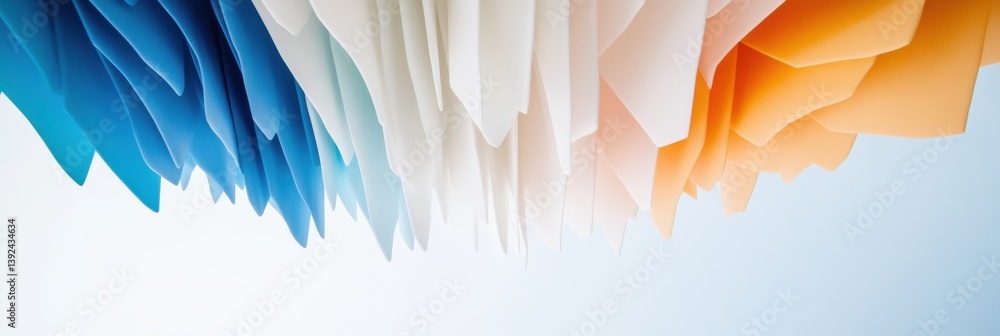 Poster Gradient Geometry Minimalist Abstract Architectural Paper Sculpture Showcasing Dynamic Color Transition for Modern Design, Branding and Creative Digital Content