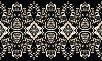 Motifs Ikat floral paisley embroidery floral. ikat ethnic Saree Sarong oriental pattern traditional.Ikat embroidery style abstract embroidery design for background,fabric,wrapping,clothing,wallpaper.