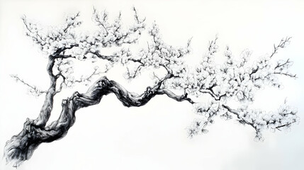 Fototapeta premium drawing cherry blossom tree illustration