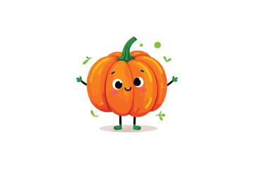 Happy Pumpkin Pal: A Cheerful Cartoon Pumpkin with a Friendly Face, Perfect for Autumn and Halloween Designs.