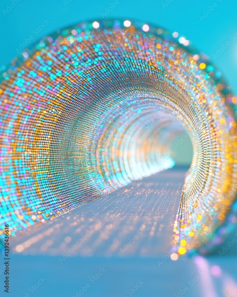 Fototapete Quantum Digital Tunnel Immersive AI-Powered Data Visualization Revealing Next-Generation Network Architecture with Holographic Depth and Vibrant Computational Flow