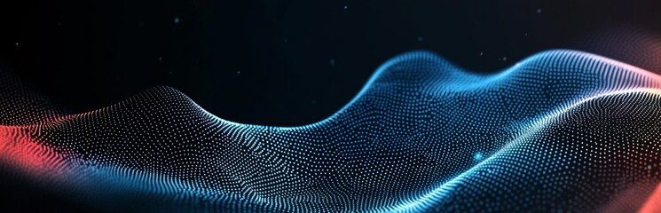 Fototapeta premium Abstract digital waves, dark background, glowing particles