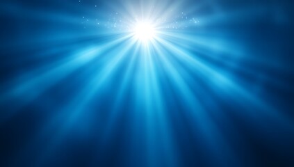 Fototapeta premium Celestial Blue Light Rays with Glowing Starburst, and Deep Ocean.