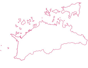 香川県　地図　白　イラスト