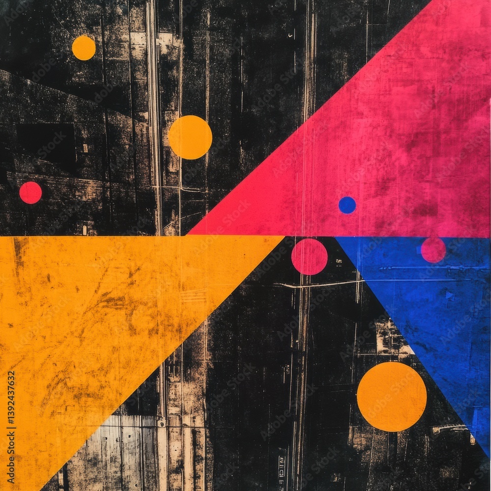 Poster geometric urban disruption bold chromatic ai-powered design visualization exploring innovative digit