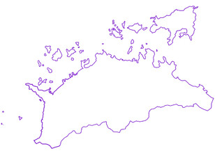 香川県　地図　白　イラスト
