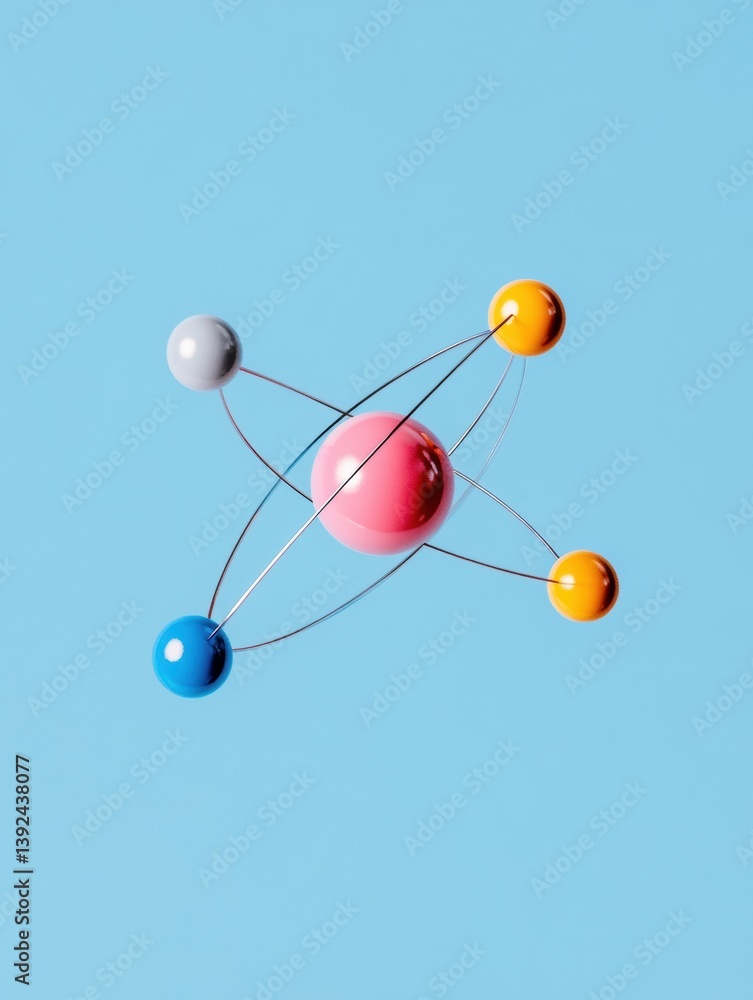 Aufkleber minimalist atomic model visualization vibrant pop science exploring quantum mechanics for next-gen s