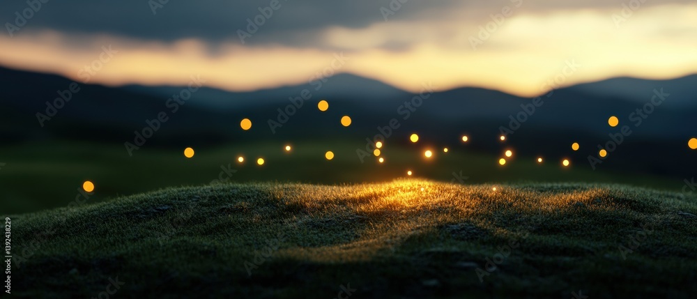 Poster sustainable tech horizons illuminated green energy landscape visualizing smart infrastructure innova