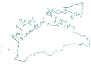 香川県　地図　白　イラスト