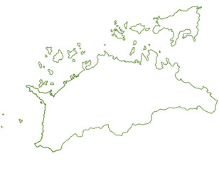 香川県　地図　白　イラスト