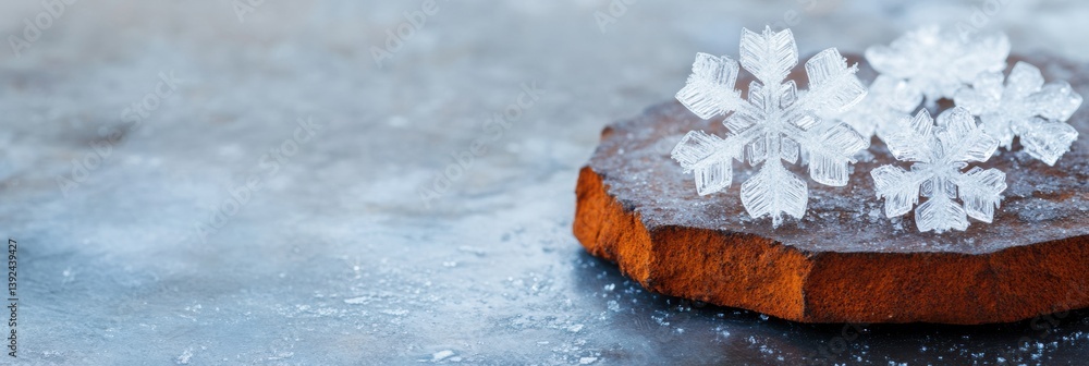 Aufkleber Crystalline Winter Wonders Macro Snowflake Exploration - Geometric Ice Formations Revealing Natures Intricate Micro-Architectures in High-Resolution Visual Science