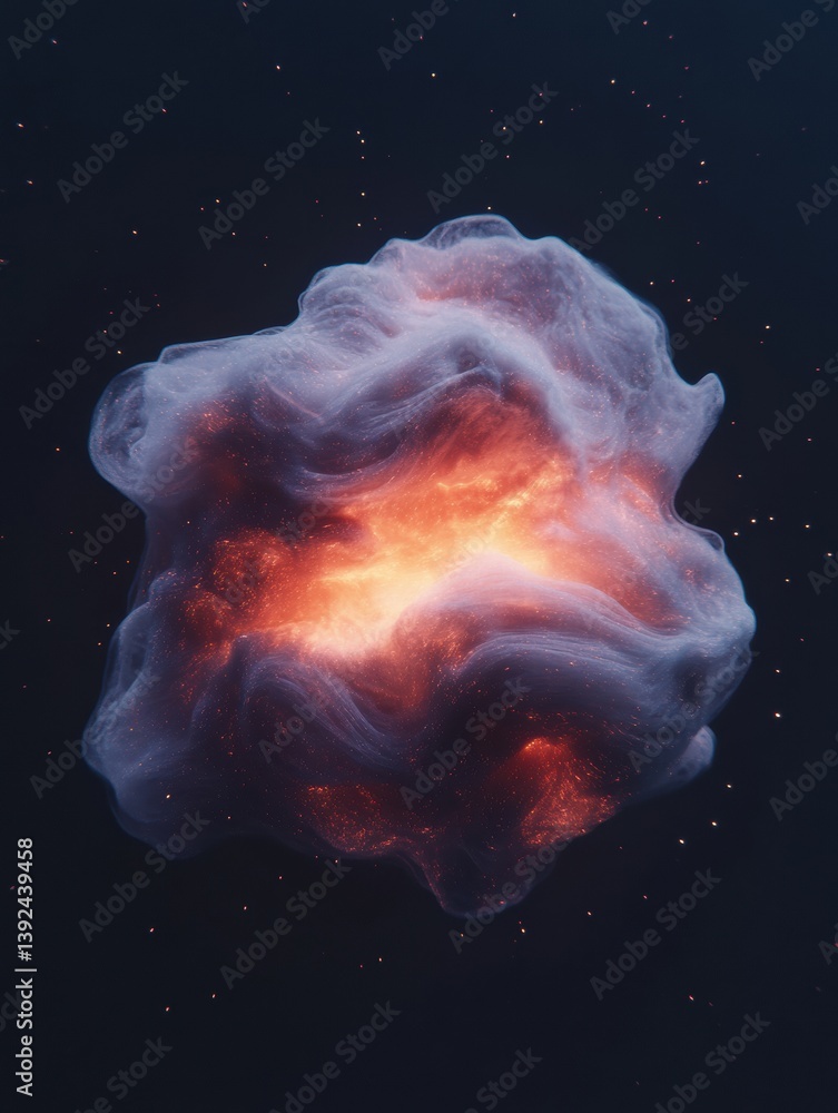 Aufkleber Ethereal Cosmic Nebula Immersive Digital Art Visualization of Celestial Energy Dynamics with Luminescent Plasma Flow and Astronomical Visualization Design