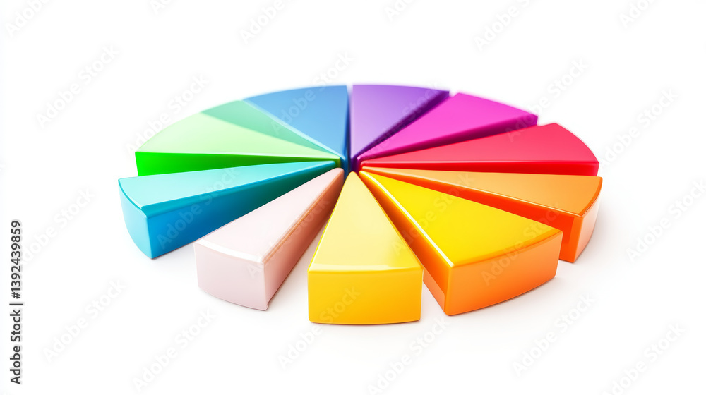 Aufkleber colorful pie chart segments representing data visualization studio graphic design clean environment 