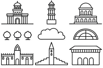 Piazza Line Art Design for Creative Illustration and Artwork  