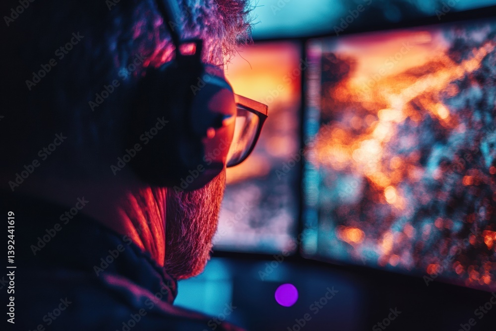 Fototapete Hyper-Connected Crisis Response AI-Driven Disaster Monitoring with Cinematic Cybersecurity Visualization in Next-Gen Emergency Management