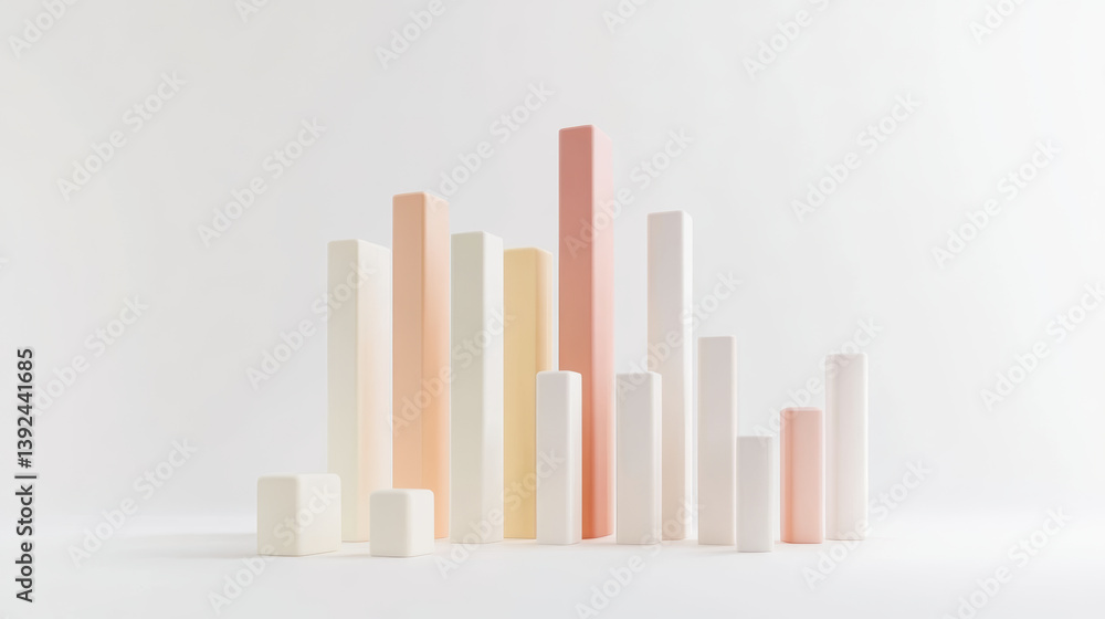 Aufkleber business growth analysis with wooden blocks minimalistic studio photography calm environment top-dow