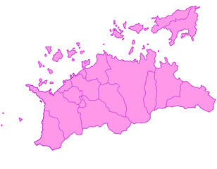 香川県　地図　ピンク　イラスト