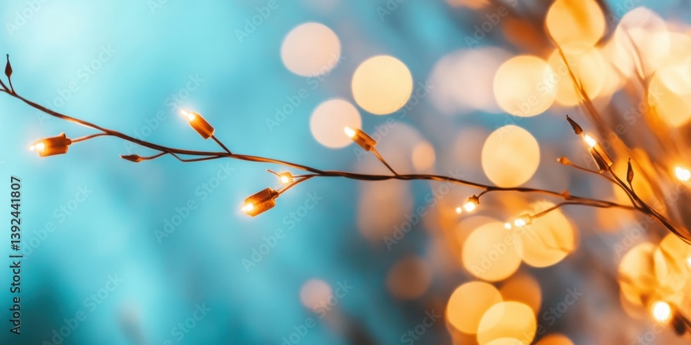 Aufkleber ethereal winter illumination delicate branch bokeh artwork capturing serene minimalist light design 