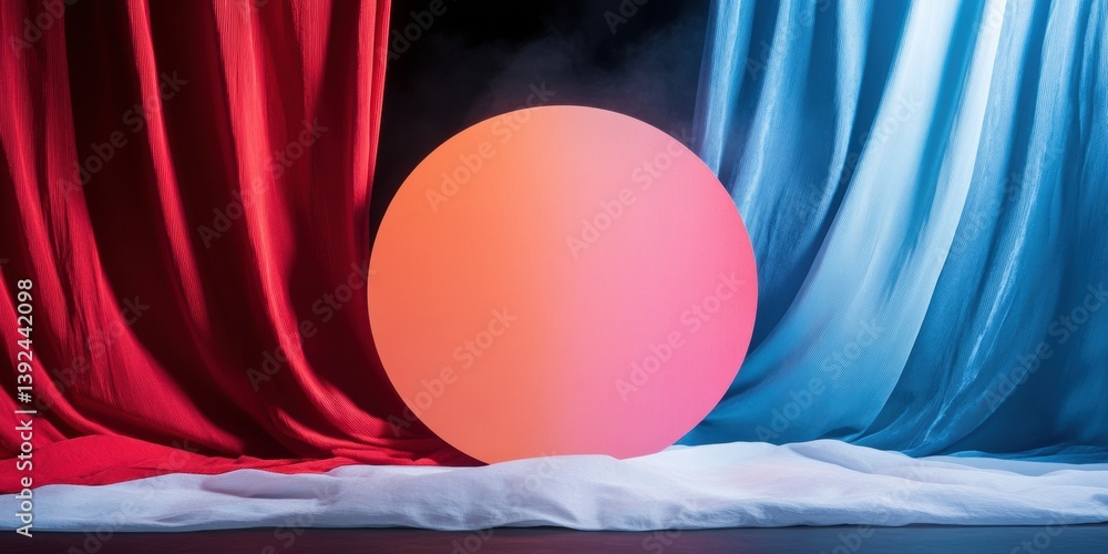 Poster gradient sphere artistry immersive digital stage design with luxe velvet curtains - next-gen creativ