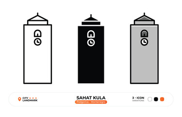 Sahat Kula, Line Icon. Podgorica, Montenegro, Landmark, Silhouette, Color Vector, Editable Stroke.