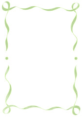 Light Green Wavy Ribbon Frame with Dots, wedding menu invitation border, hand drawn baby shower decoration, a4 birthday pastel party, clown funfair style, bachelorette bachelor vintage retro