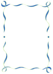 Light Green & Bright Blue Wavy Ribbon Frame with Dots, wedding menu invitation border, hand drawn baby shower, a4 birthday pastel spring party, clown funfair style, bachelorette bachelor vintage retro