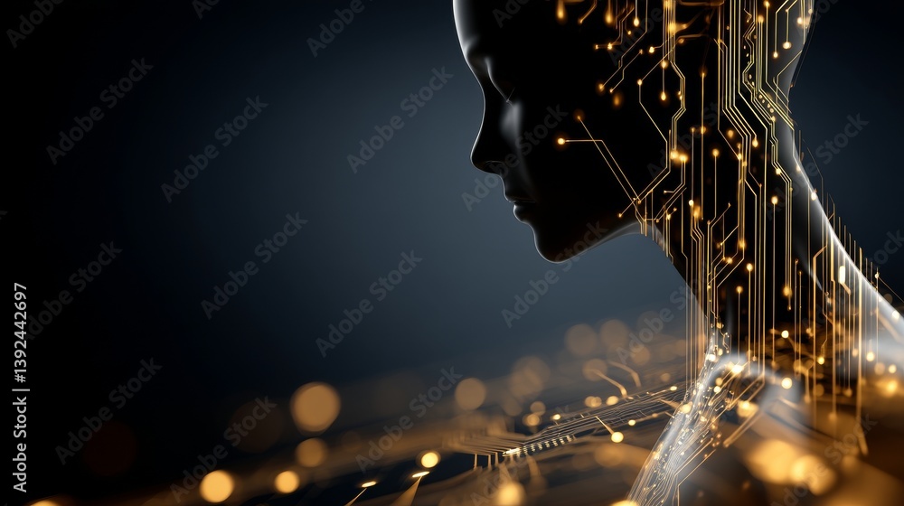 Poster a 3d rendering illustrates the components of modern computer technology, featuring stock, deep data 