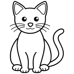 Cat Line Art Vector Illustration


